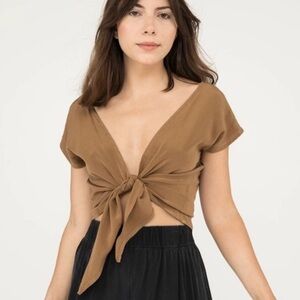 Elizabeth Suzann Maxine Crop 100% Silk Crepe Top XS